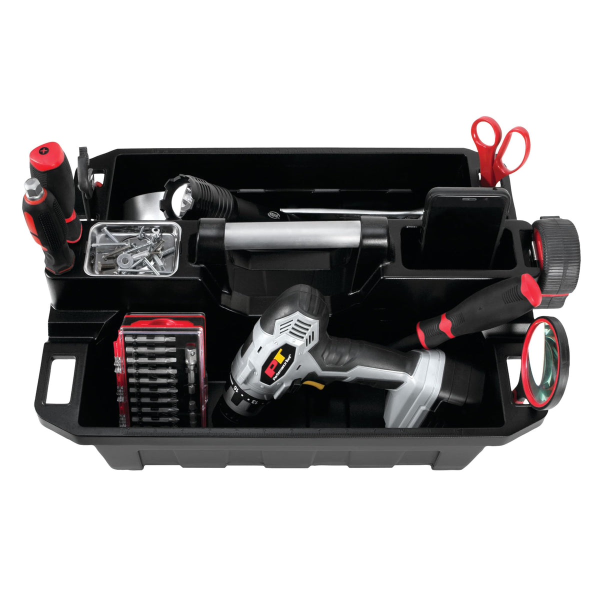 Performance Tool Performance Tool W88995 Portable Supply Caddy and Magnetic Utility Tool Tray,Black - Outdoor Depot