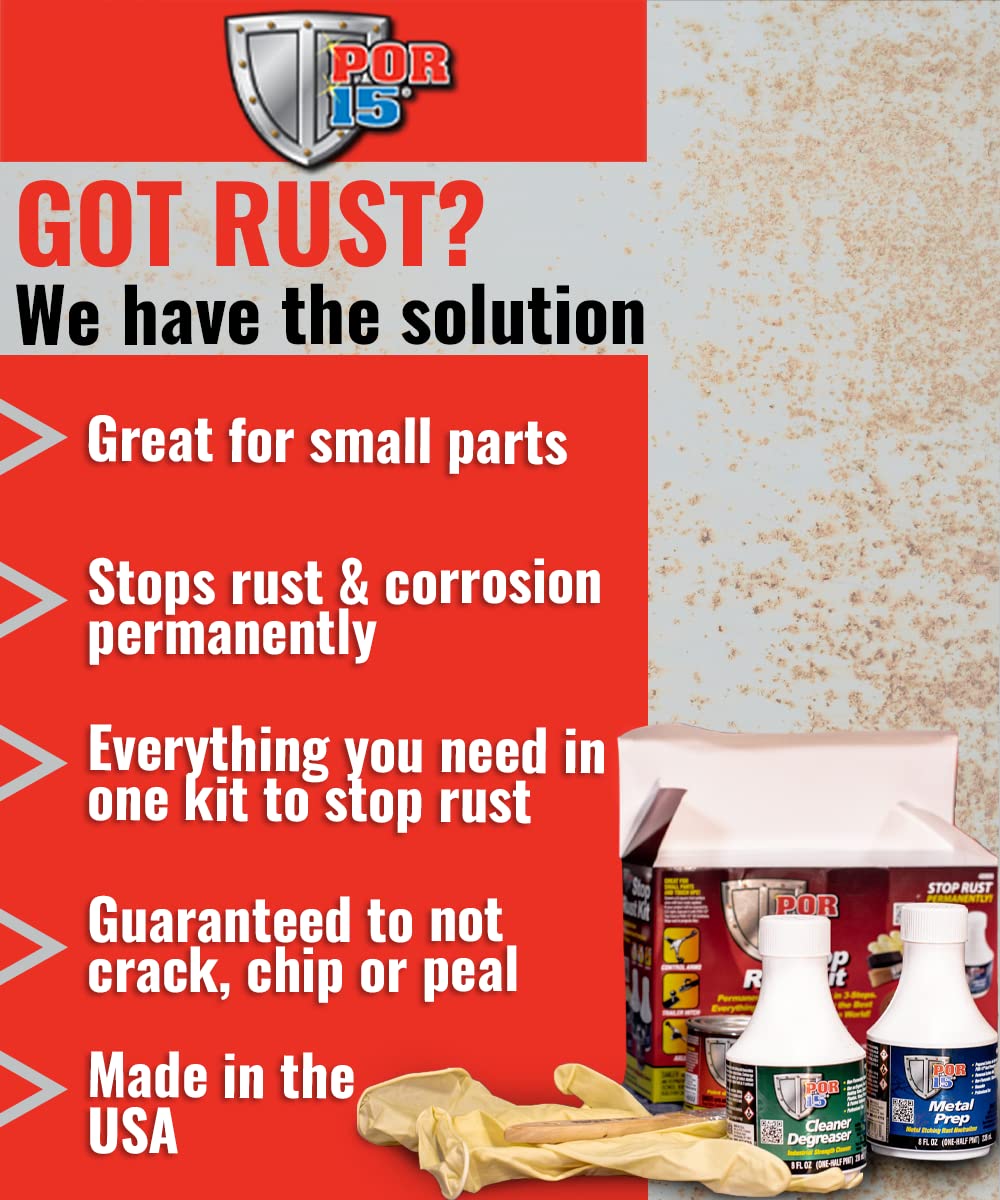 POR-15 POR-15 Stop Rust Kit, Non-Porous Coating Seals and Protects Metal from Rust and Corrosion, Gloss Black - Outdoor Depot
