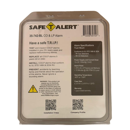 Safe T Alert Safe T Alert - Dual LP/CO Alarm - Flush Mount Black - 35-742-BL - Outdoor Depot