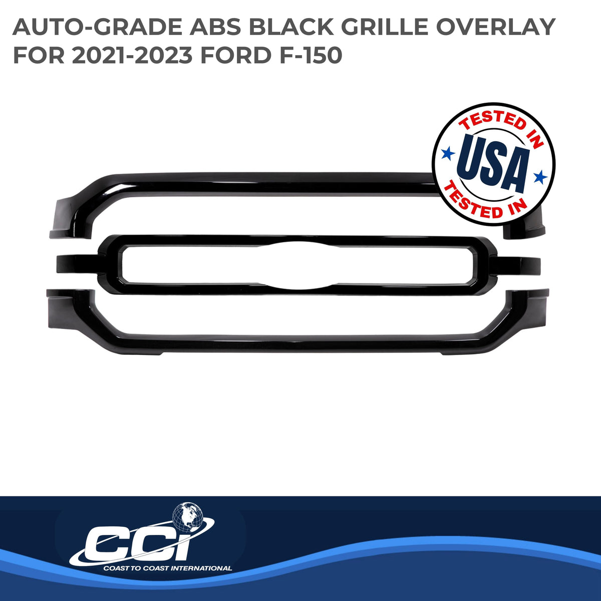 Coast to Coast International CCI Grille Insert GI184BLK, Overlay, Bar Style, 3 Piece, With Emblem Cutout, - Outdoor Depot
