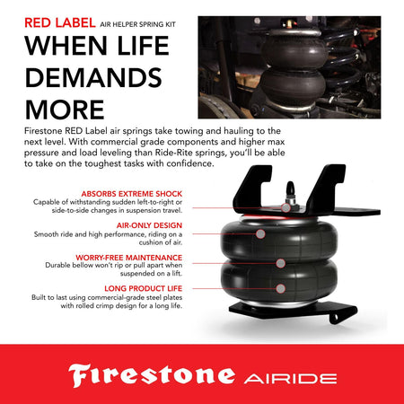 Airide Firestone Airide 2716 RED Label Extreme Duty Rear Air Spring Kit fits 2017-2025 Ford F250 F350 F450 - Outdoor Depot