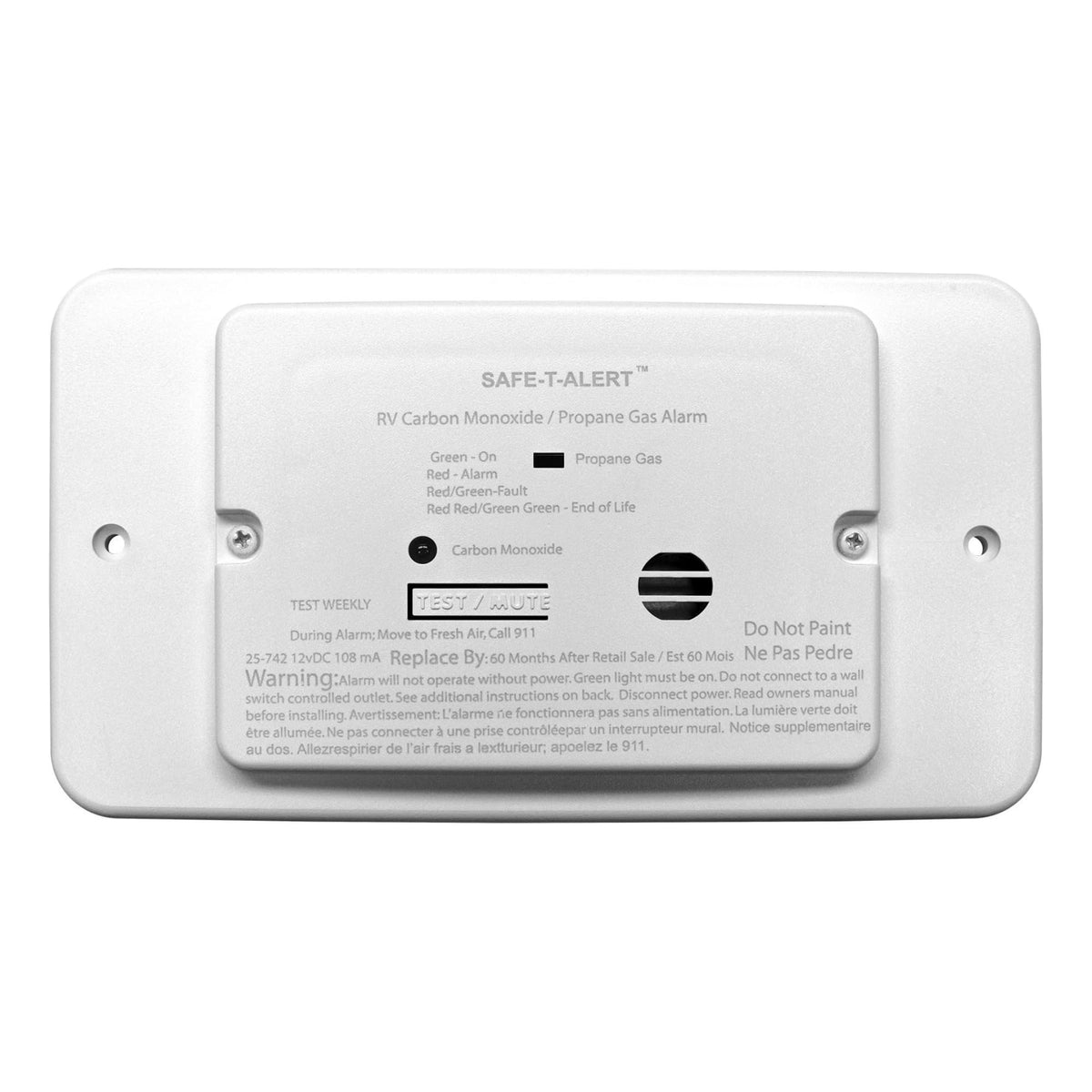 Safe T Alert Safe T Alert - Dual LP/CO Alarm - Flush Mount w/Trim Ring White - 25-742-WT-TR - Outdoor Depot