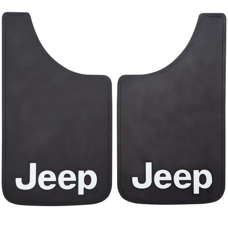 Plasticolor Plasticolor 000541R01 Jeep White Logo 11x19 Easy Fit Mud Guard - Set of 2 - Outdoor Depot