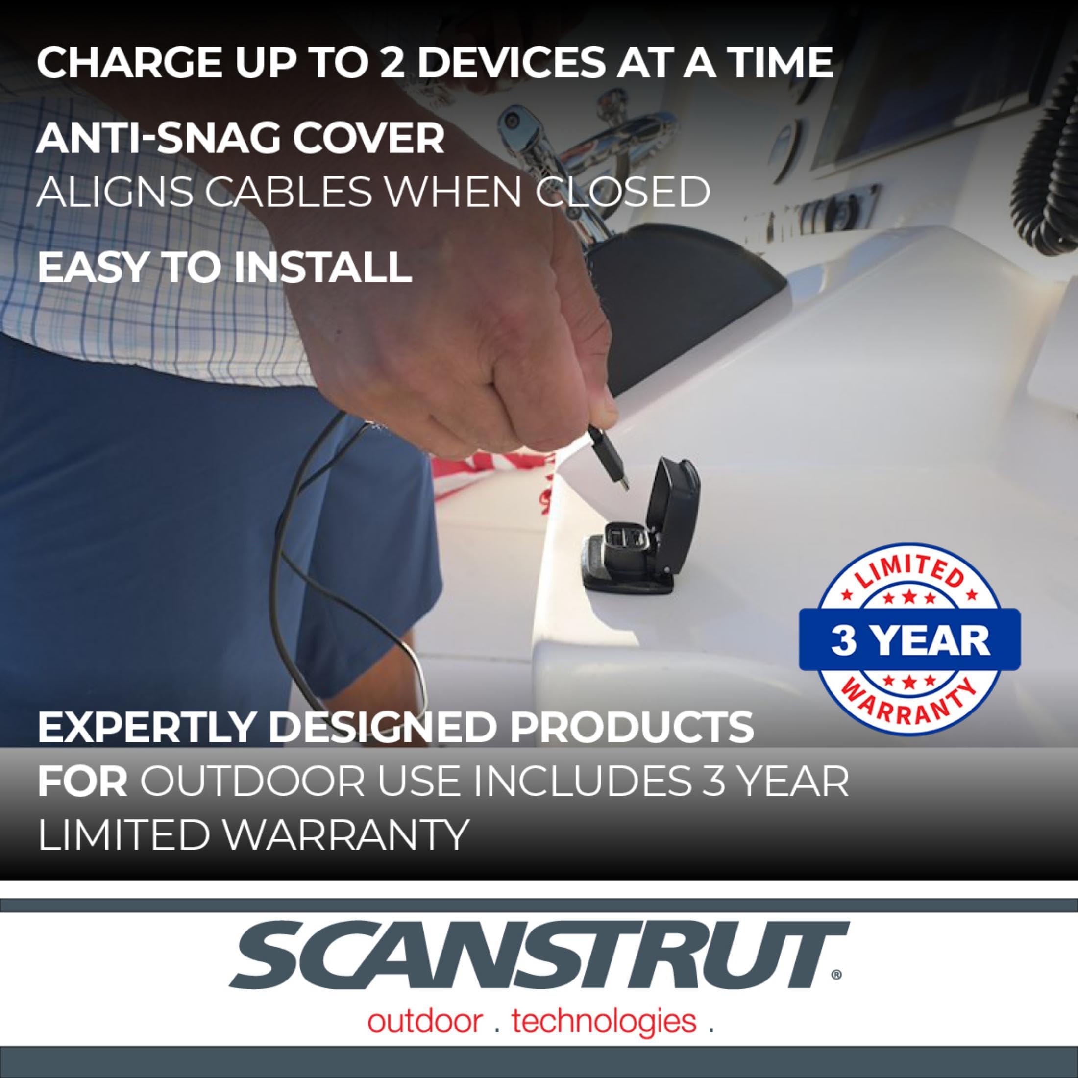 Scanstrut Scanstrut Flip Pro Fast Charge Dual USB Socket - Outdoor Depot