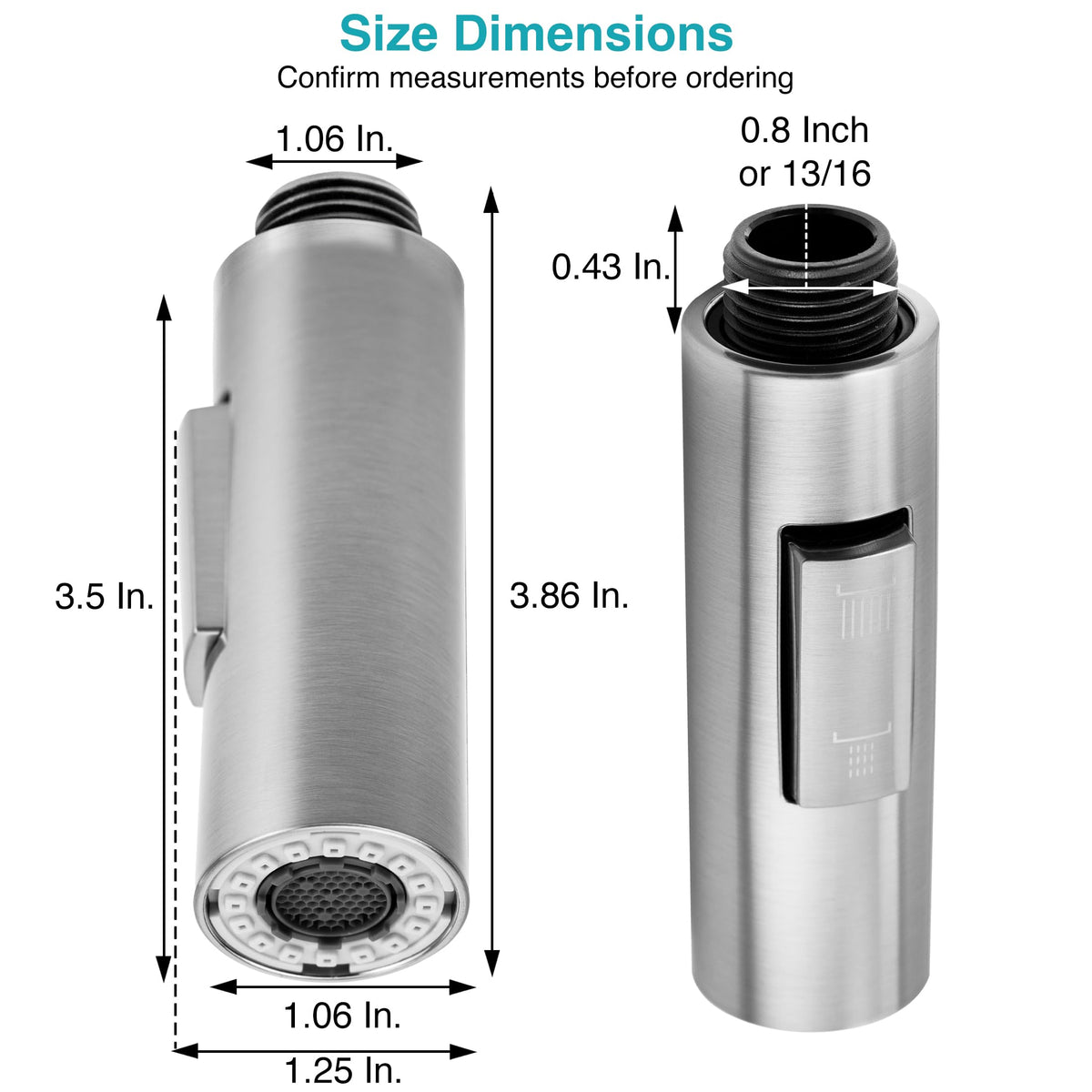 Dura Faucet Dura Faucet Streamline Pull-Down Sprayer Replacement - Brushed Satin Nickel - Outdoor Depot