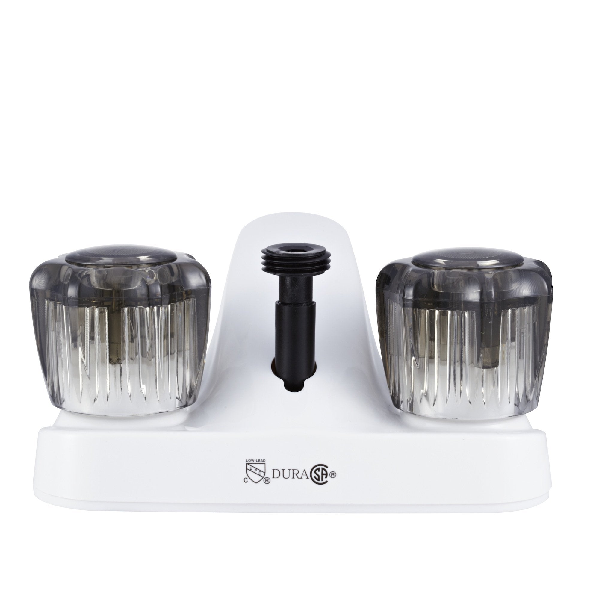 Dura Faucet Dura Faucet DF-PL720S-WT RV Bathroom Faucet with Smoked Acrylic Knobs and Shower Hose Diverter - Outdoor Depot