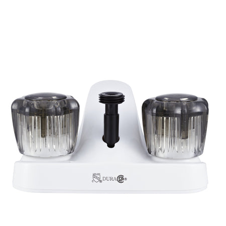 Dura Faucet Dura Faucet DF-PL720S-WT RV Bathroom Faucet with Smoked Acrylic Knobs and Shower Hose Diverter - Outdoor Depot