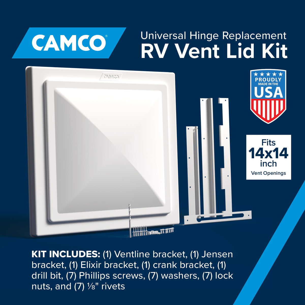 Camco Camco Universal RV Roof Vent Replacement Kit — Fits Standard 14" x 14" Vent Openings – Works with - Outdoor Depot