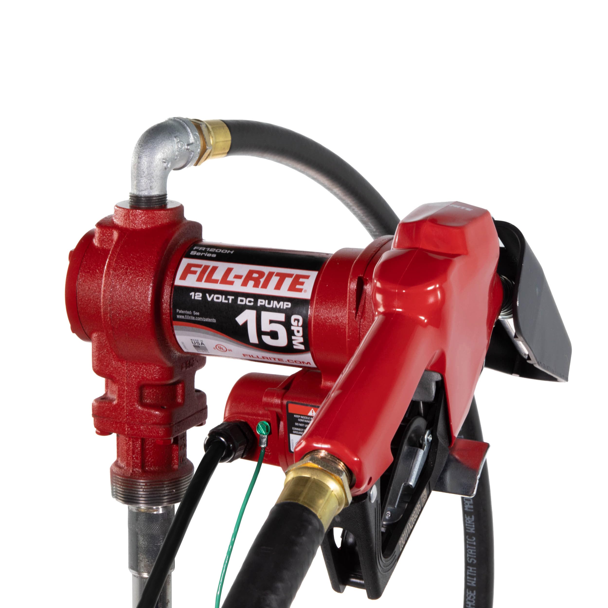 Fill-Rite Fill-Rite FR1210HA 12V 15 GPM Fuel Transfer Pump with Discharge Hose & Automatic Nozzle, Red | - Outdoor Depot