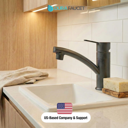 Dura Faucet Dura Faucet (DF-PL200M-MB) RV Streamline Single Lever Lavatory Faucet – Matte Black, 1-Hole - Outdoor Depot