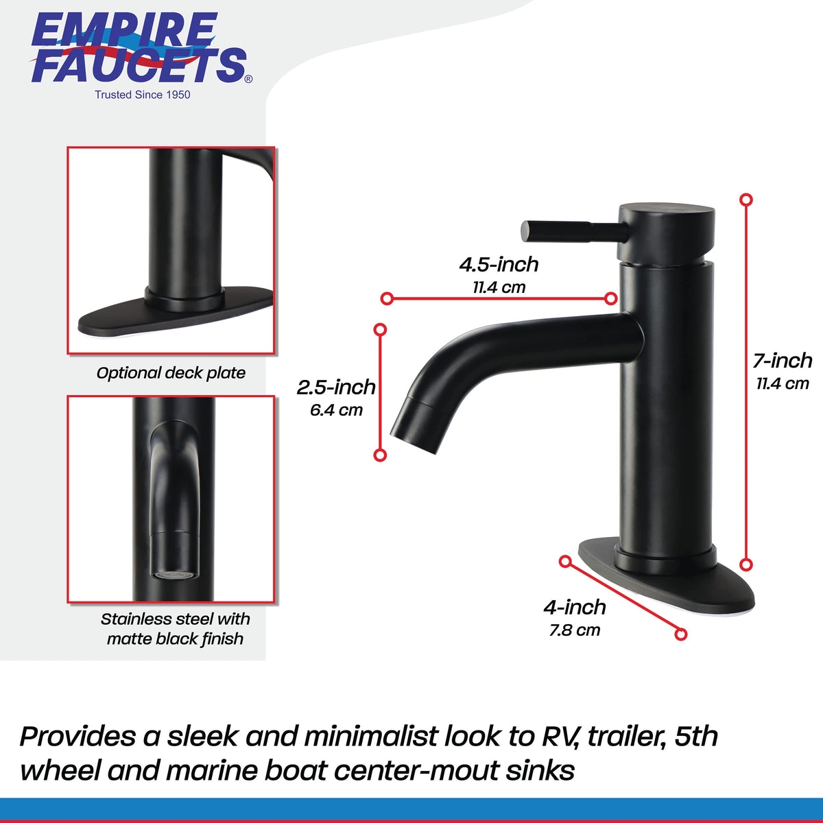 Empire Faucets Quick Products Empire Brass VF77BMT-A Faucet Lav Single Lever Black - Outdoor Depot