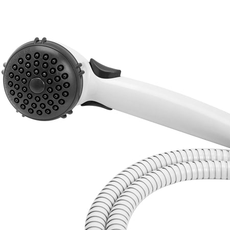 Dura Faucet Dura Faucet DF-SA400-WT RV Hand Held Shower Wand, Water-Saving Trickle Switch (White) - Outdoor Depot