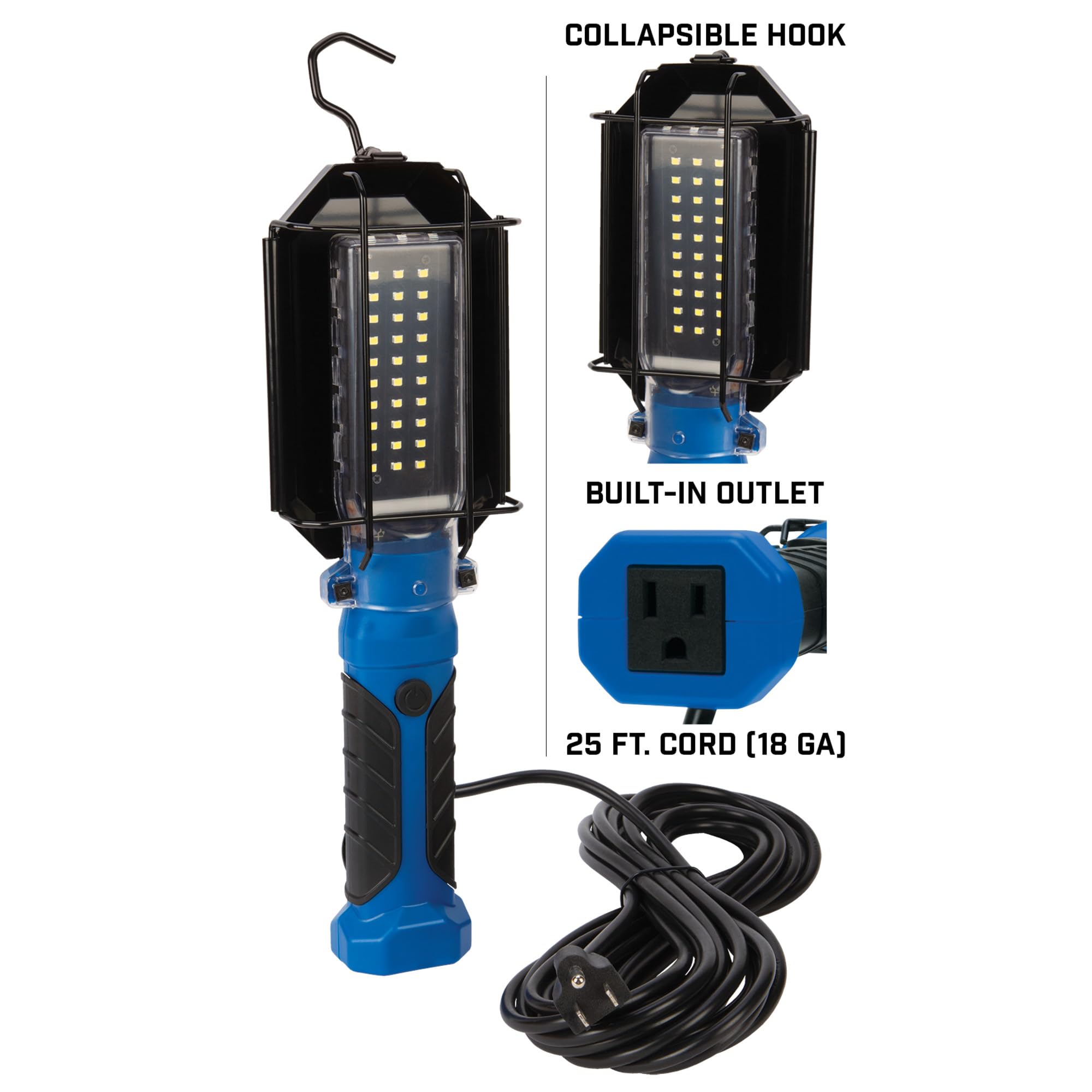 Performance Tool Performance Tool W2237 25' 18GA 1,000 lumen 120V LED Drop Light with Extra Built in 120V - Outdoor Depot