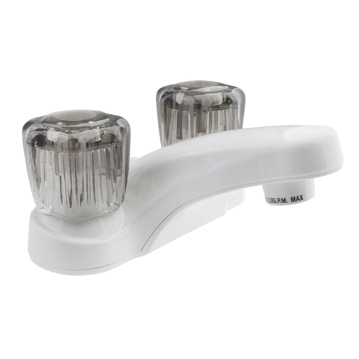 Dura Faucet Dura Faucet DF-PL700S-WT RV Bathroom Faucet with Smoked Acrylic Knobs (White) - Outdoor Depot