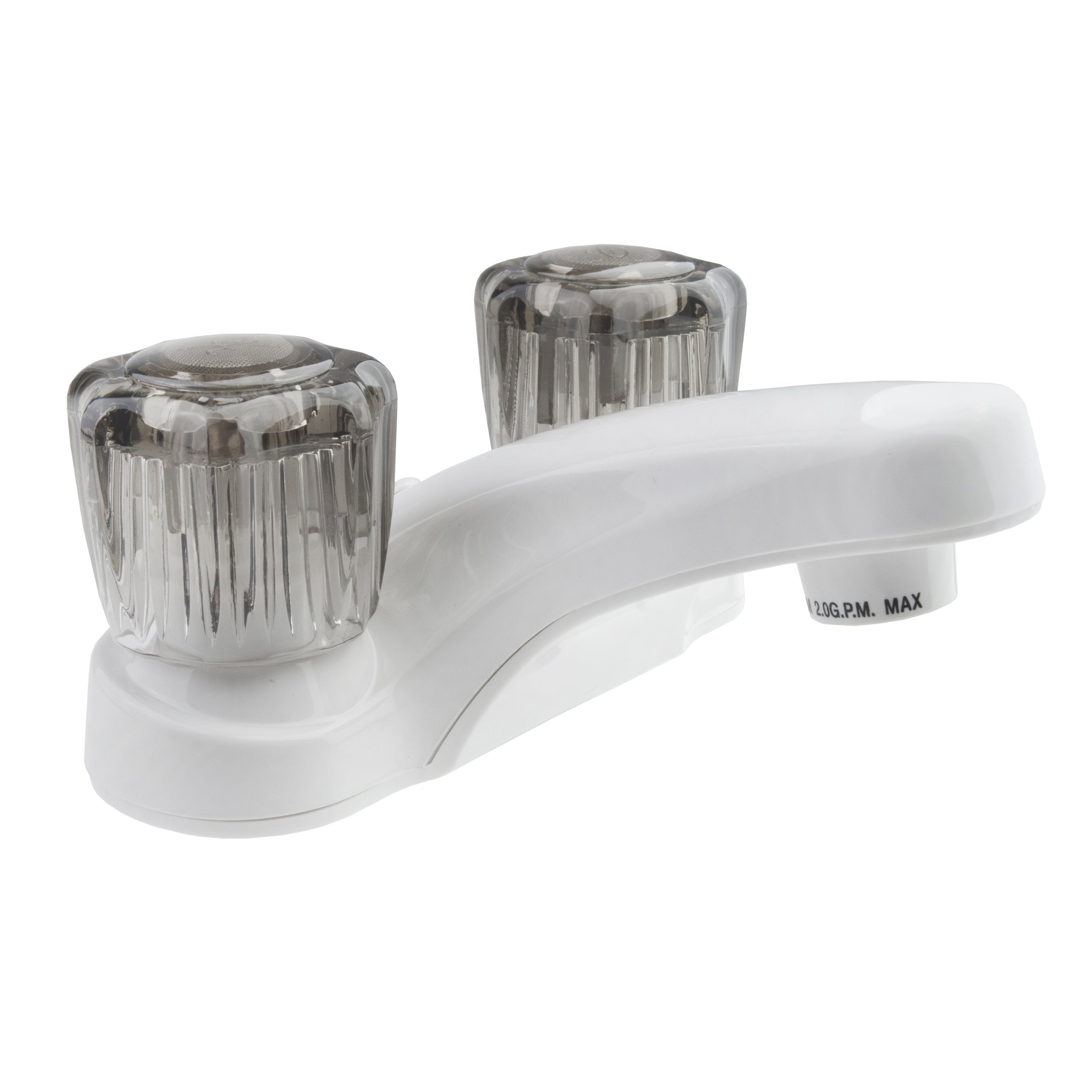 Dura Faucet Dura Faucet DF-PL700S-WT RV Bathroom Faucet with Smoked Acrylic Knobs (White) - Outdoor Depot