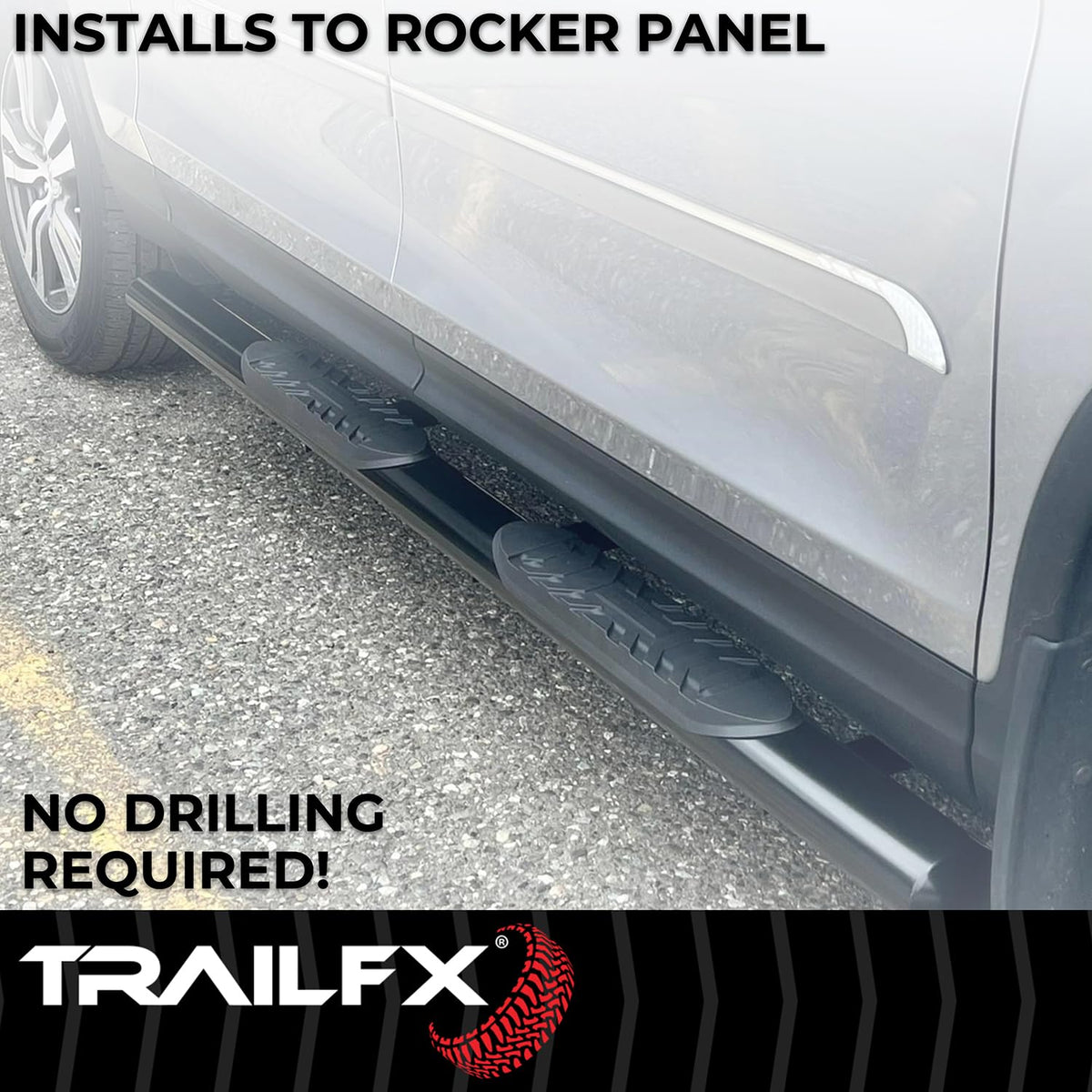 Trailfx TrailFX Nerf Bar Fits 2024-2025 Toyota Tacoma Double Cab 4 Inch Oval Straight with Step Pads Rocker - Outdoor Depot