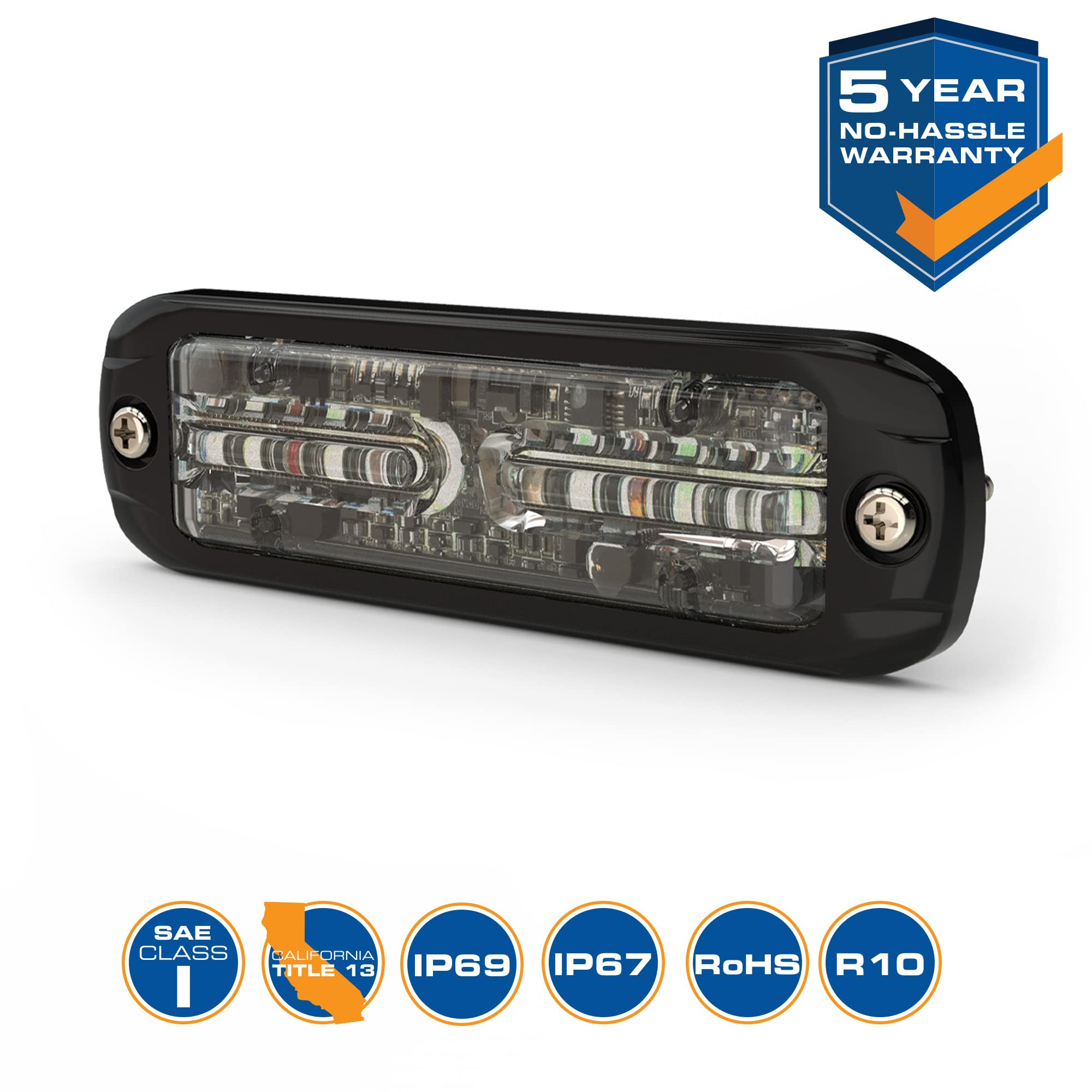 ECCO ECCO LED High-Intensity Amber White LEDs Directional 2 Bolt Mount 0.73 amps 12V 24V Waterproof Warning - Outdoor Depot