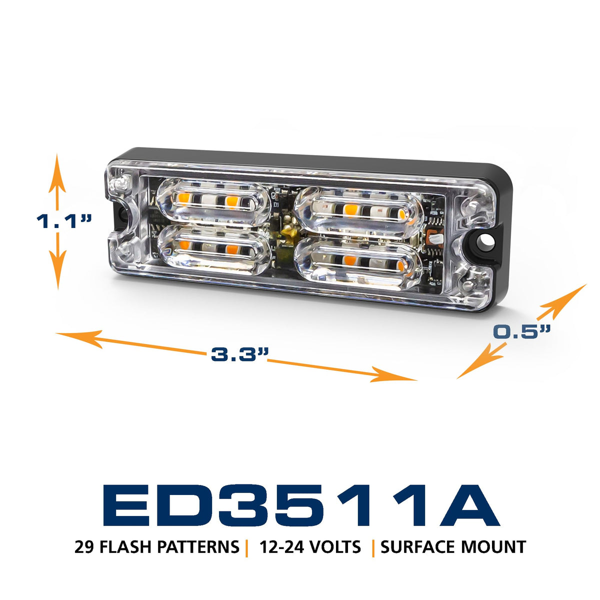 ECCO ECCO LED 12 High-Intensity Directional LEDs Amber White 1.4 amps 12V 24V Surface Mount Waterproof - Outdoor Depot