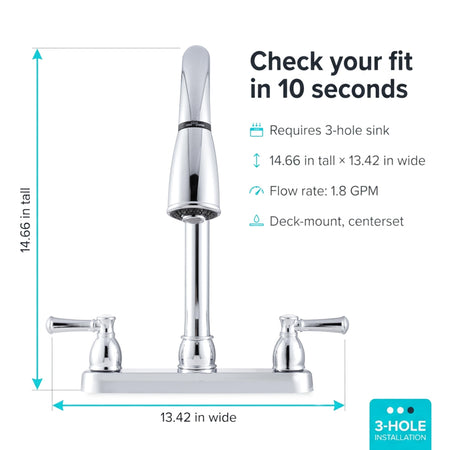 Dura Faucet Dura Faucet DF-PK350L-CP Non-Metallic Dual Lever Pull-Down Rv Kitchen Faucet - Chrome Polished - Outdoor Depot