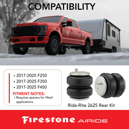 Airide Firestone Airide 2625 Rear Air Spring Kit fits 2017-2025 F250 F350 4WD | Load Capacity of 5,000 - Outdoor Depot