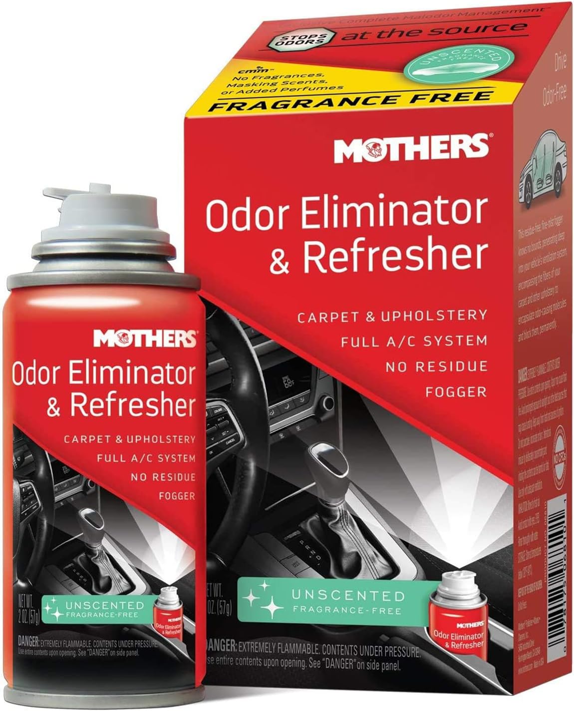 Mothers Mothers Odor Eliminator & Refresher, Unscented, 2 oz. Aerosol – Whole-Car Fogger Neutralizes Smoke, - Outdoor Depot