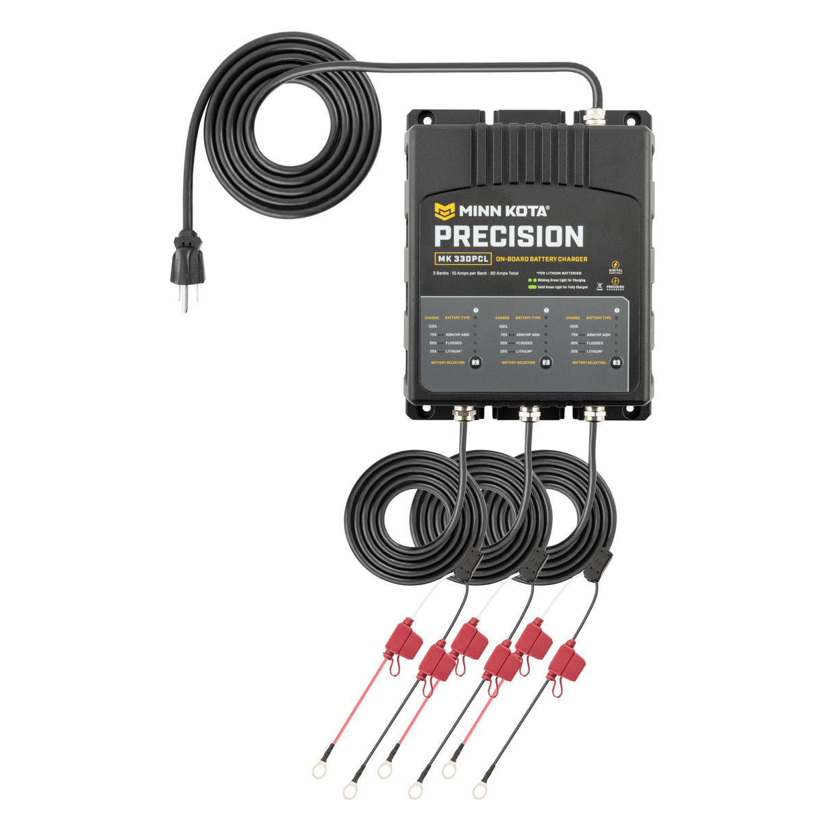 Minn Kota Minn Kota Precision MK-330PCL On-Board Marine Battery Charger – 3 Banks, 10 Amps Each - Outdoor Depot