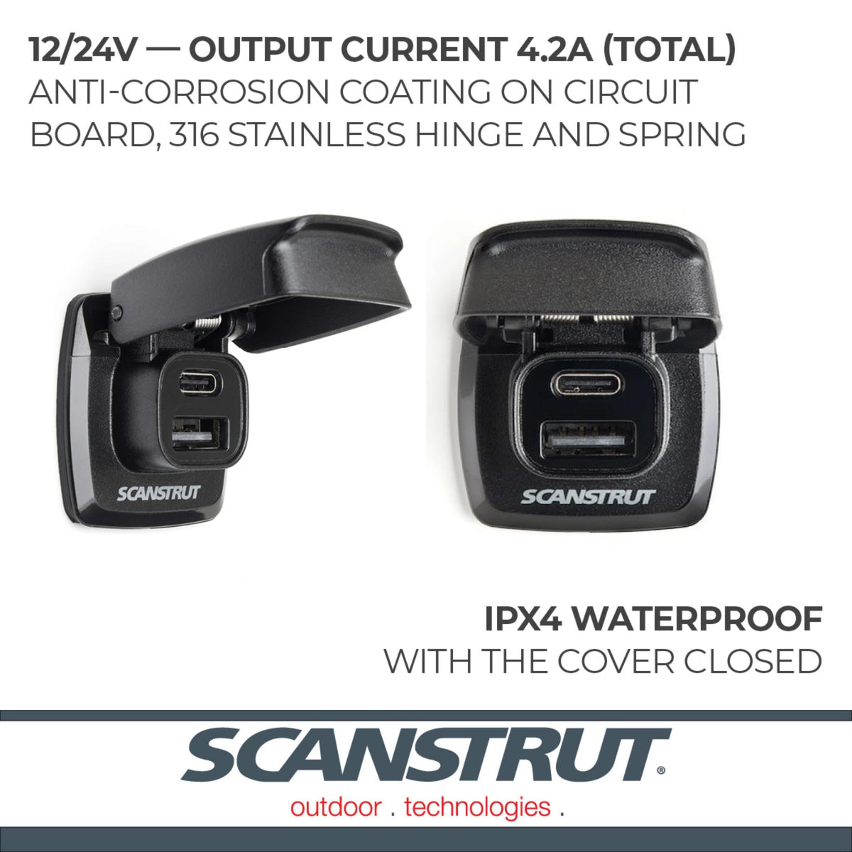 Scanstrut Scanstrut Flip Pro Fast Charge Dual USB Socket - Outdoor Depot