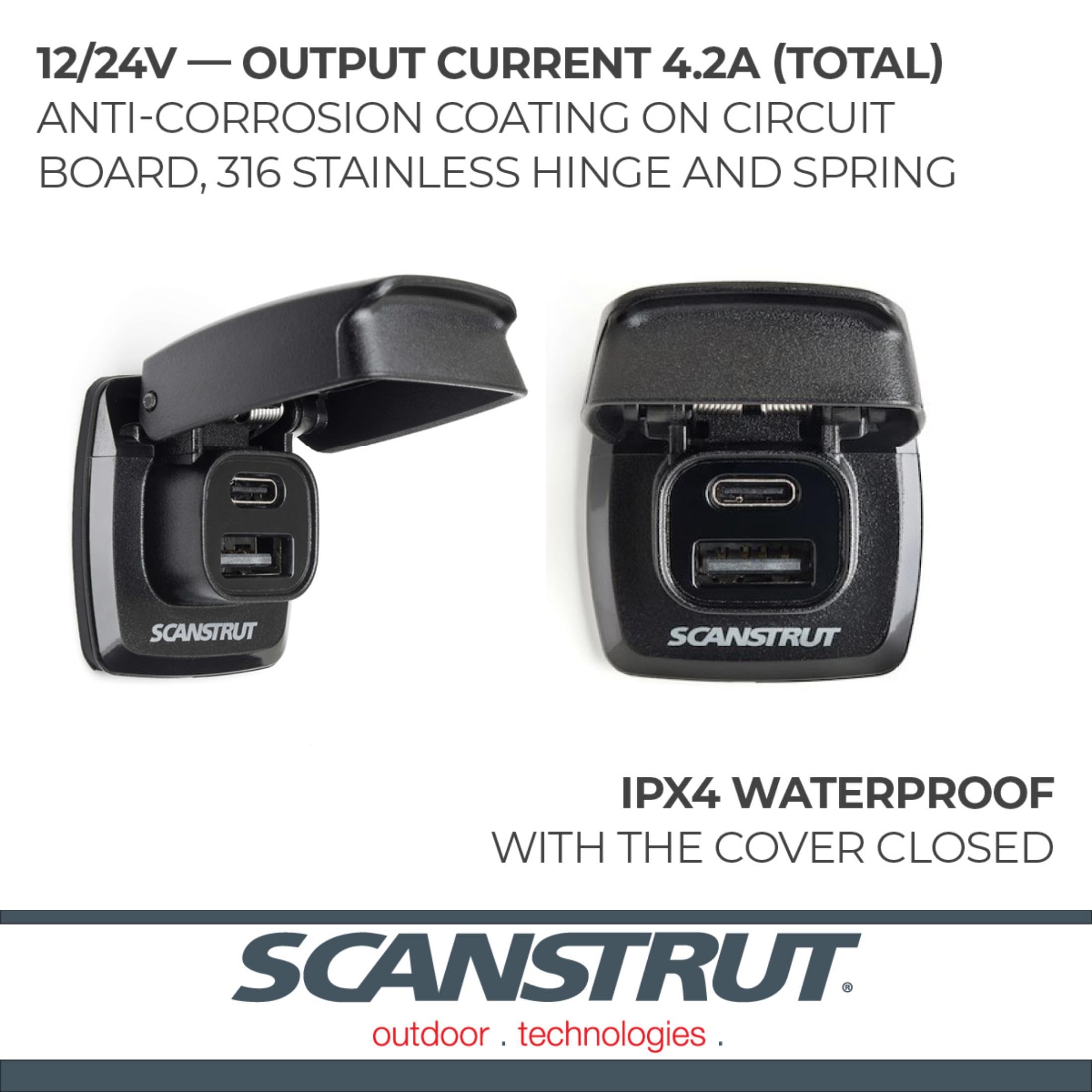 Scanstrut Scanstrut Flip Pro Fast Charge Dual USB Socket - Outdoor Depot