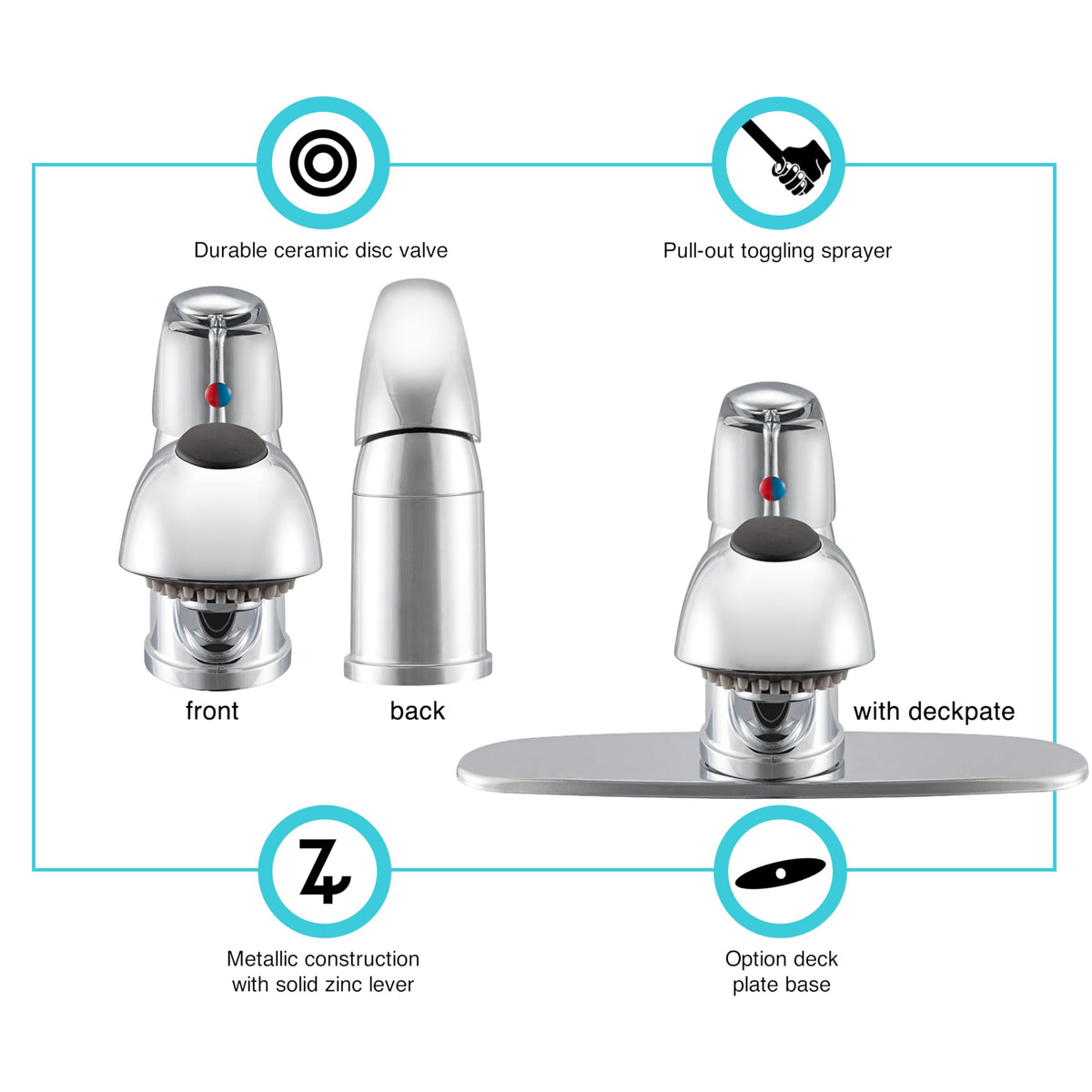 Dura Faucet Dura Faucet DF-NMK852-CP RV Pull-Out Swivel Single Handle Kitchen Sink Faucet - One-Hole (Chrome) - Outdoor Depot