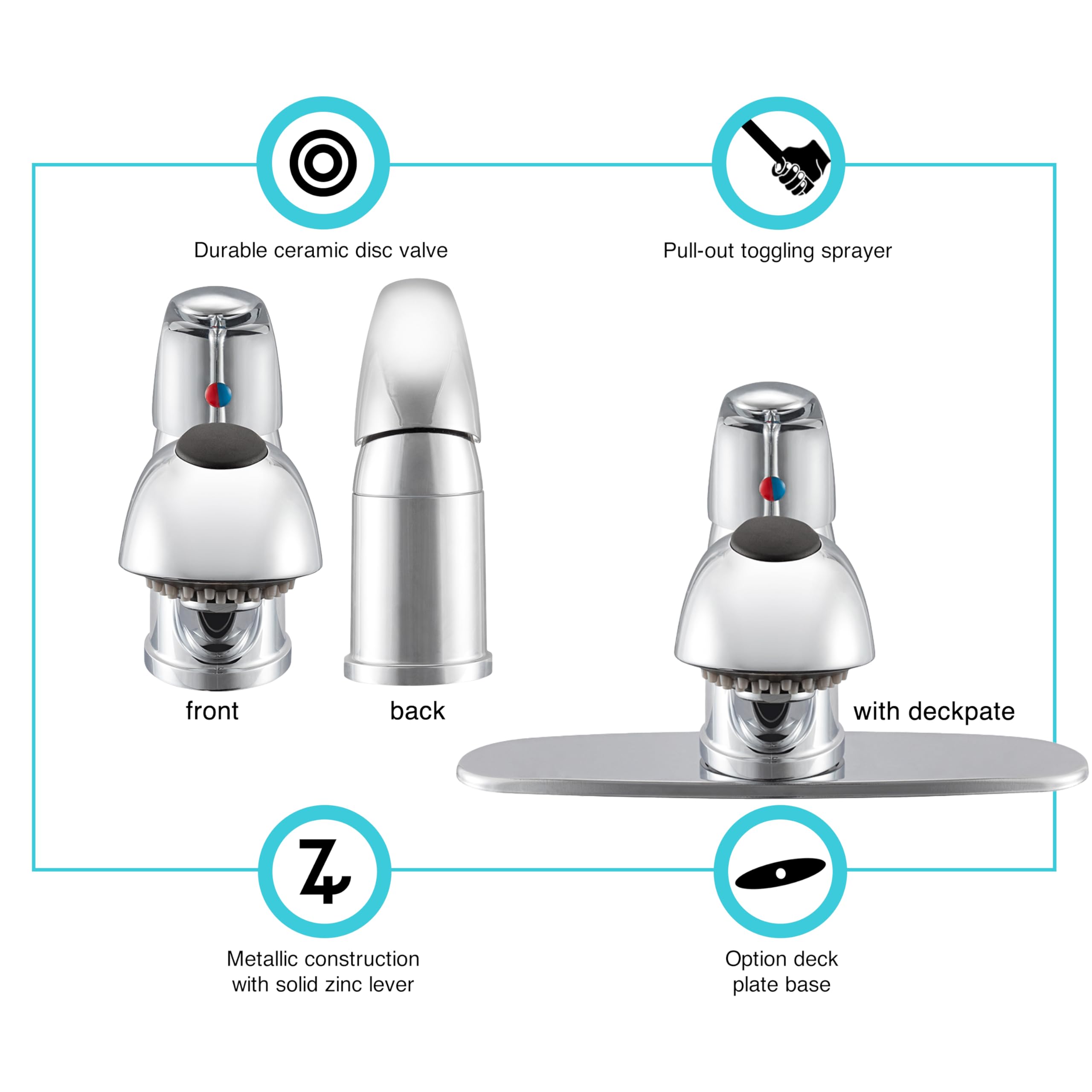 Dura Faucet Dura Faucet DF-NMK852-CP RV Pull-Out Swivel Single Handle Kitchen Sink Faucet - One-Hole (Chrome) - Outdoor Depot