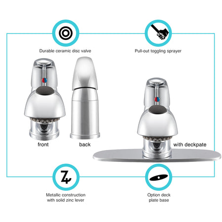 Dura Faucet Dura Faucet DF-NMK852-CP RV Pull-Out Swivel Single Handle Kitchen Sink Faucet - One-Hole (Chrome) - Outdoor Depot