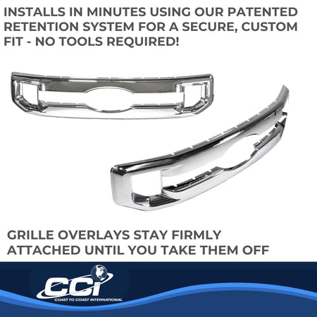 Coast to Coast International CCI Grille Insert GI174, Overlay, Bar Style, 1 Piece, Chrome Plated, ABS - Outdoor Depot