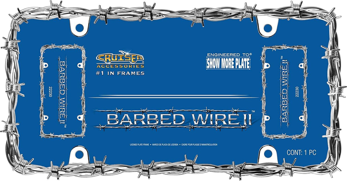 Cruiser Accessories Cruiser Accessories 22230 Barbed Wire II License Plate Frame, Chrome, 1 Frame - Outdoor Depot