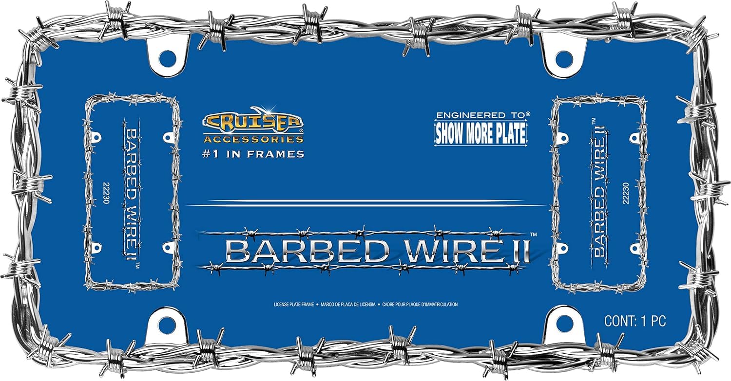 Cruiser Accessories Cruiser Accessories 22230 Barbed Wire II License Plate Frame, Chrome, 1 Frame - Outdoor Depot