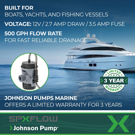 Johnson Pump Johnson Pump 10-13626-01 Aqua Void Bilge Pump - 12V, 500 GPH - Outdoor Depot