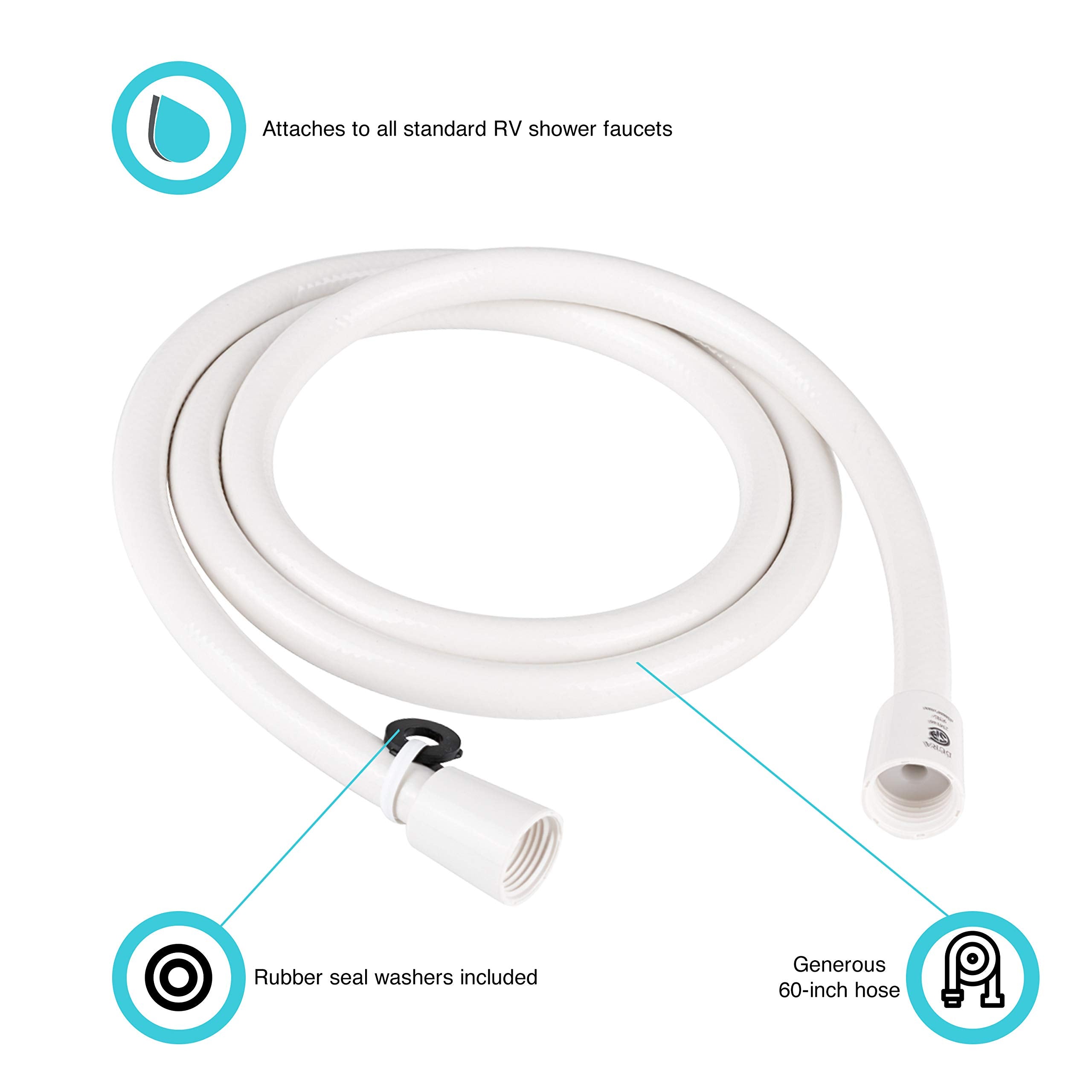 Dura Faucet Dura Faucet DF-SA230-WT RV 60 inch Vinyl Shower Hose (White) - Outdoor Depot