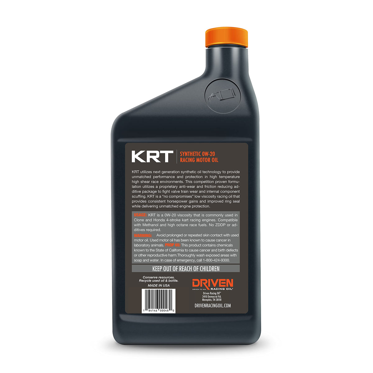 Driven Racing Oil Driven Racing Oil KRT Synthetic 0w-20 Motor Oil 4-Stroke Go Kart, Karting, Race Kart 1 - Outdoor Depot