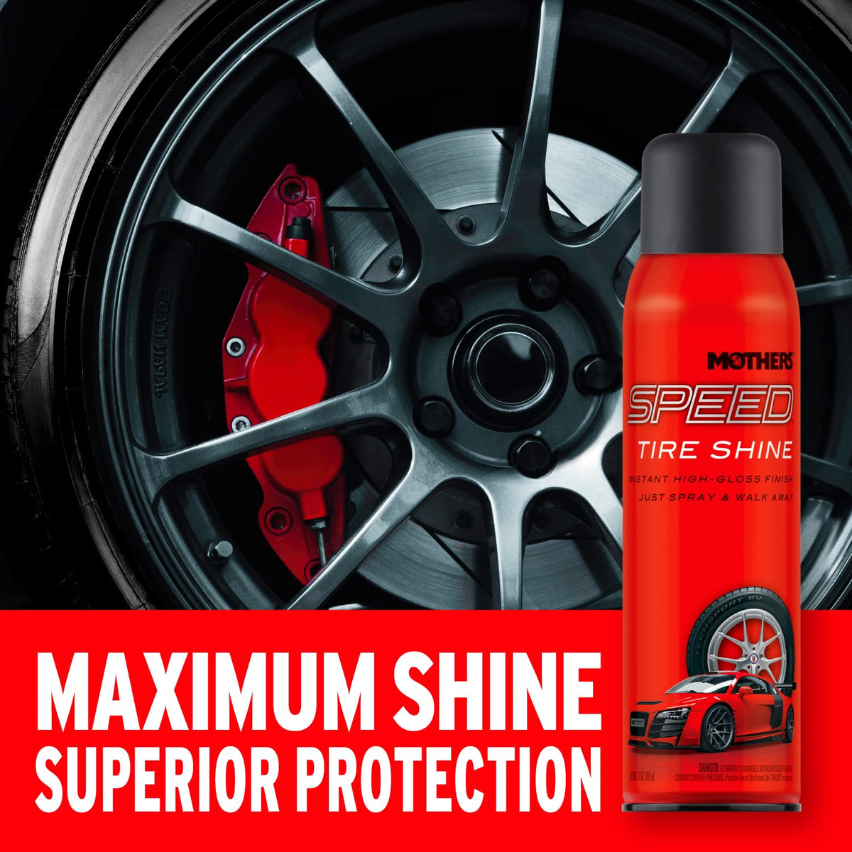 Mothers Mothers Speed Tire Shine, 15 oz. Aerosol — Long-Lasting, High-Gloss “Just Dressed” Finish — No - Outdoor Depot