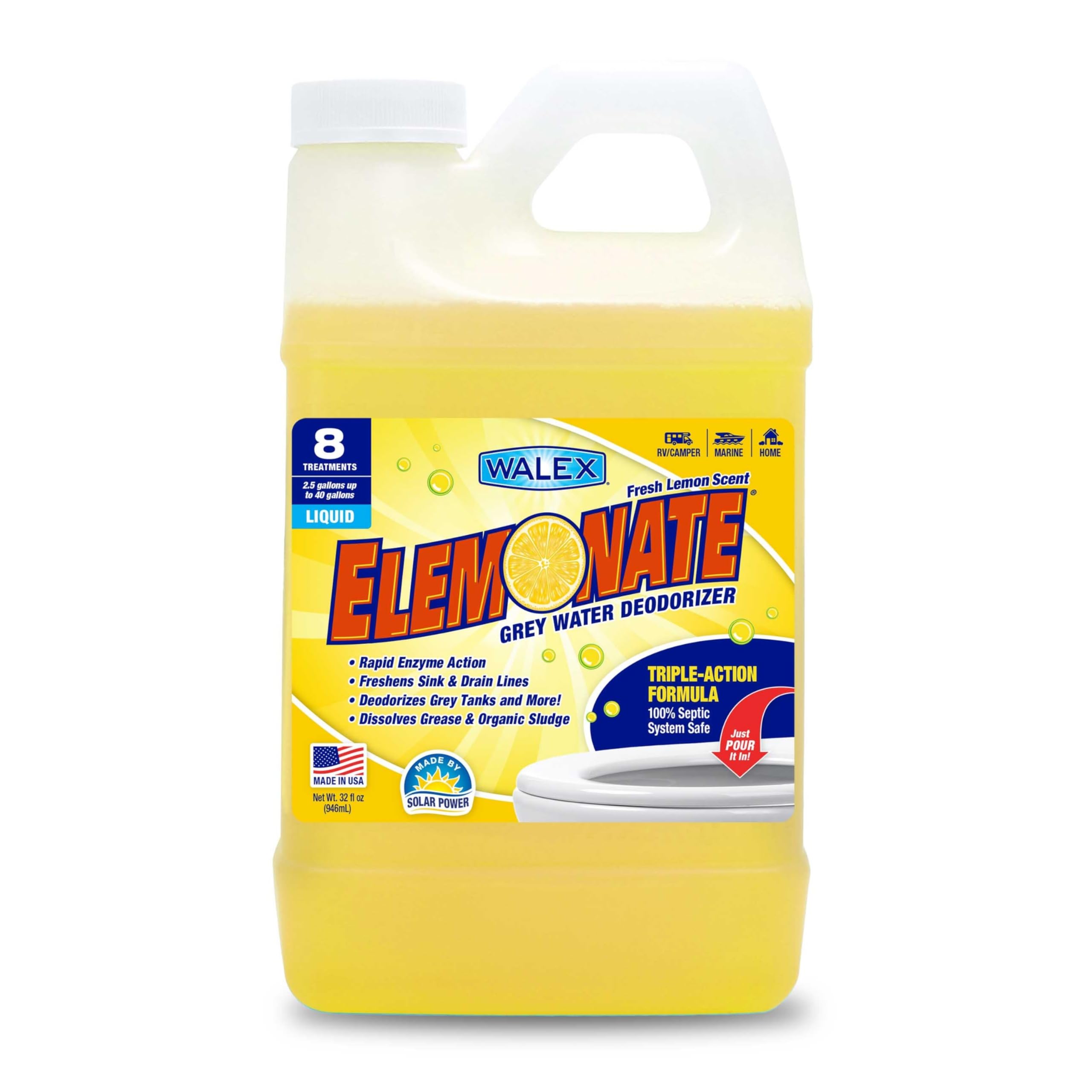 Walex Walex Elemonate Liquid Grey Water Deodorizer for RV, Camper & Marine - Dissolves Grease & Organic - Outdoor Depot