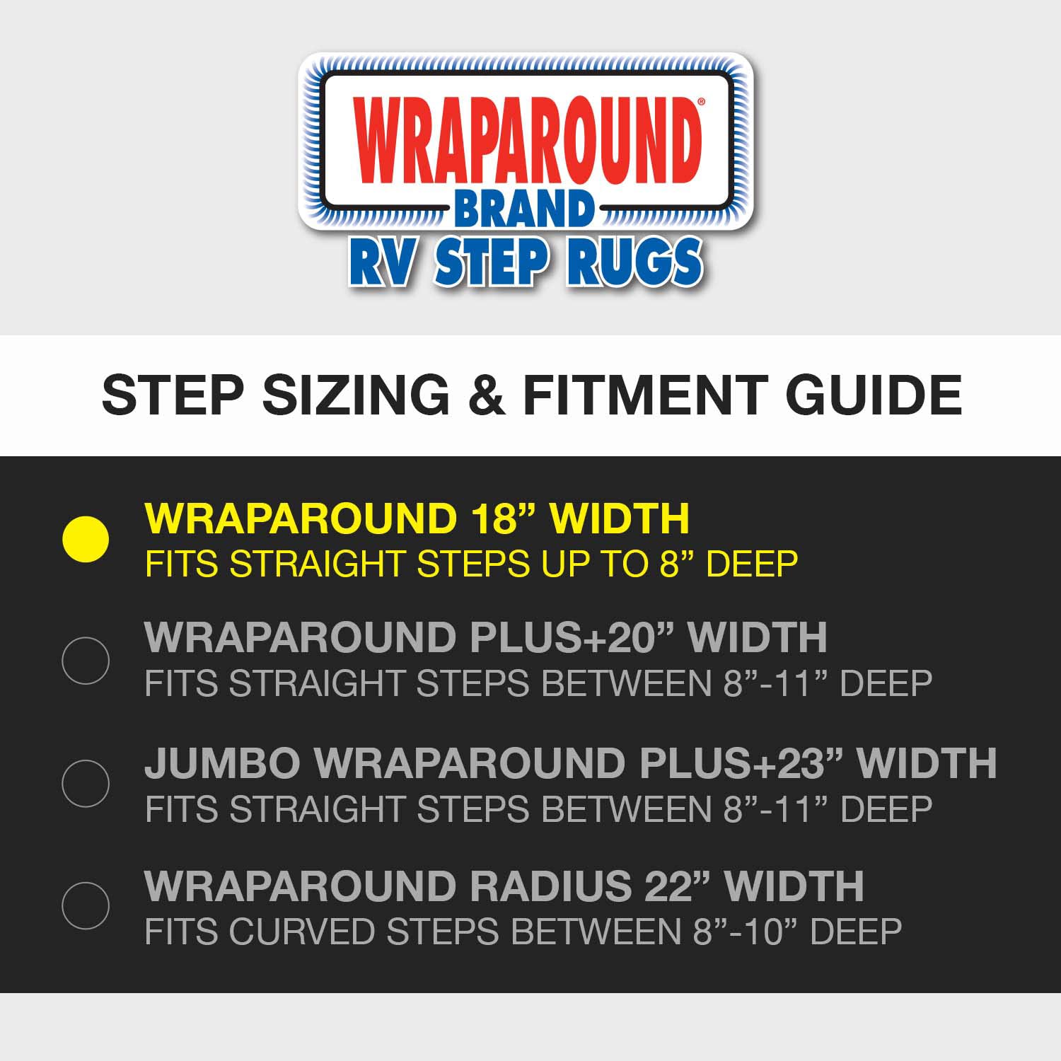 Prest-O-Fit Prest-O-Fit 2-1043 Wraparound RV Step Rug Stone Gray 18 In. Wide - Outdoor Depot