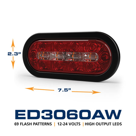 ECCO ECCO LED STTR Warning Light LEDs 8 Inch Amber White 12V 24V Surface Mount Waterproof Construction - Outdoor Depot