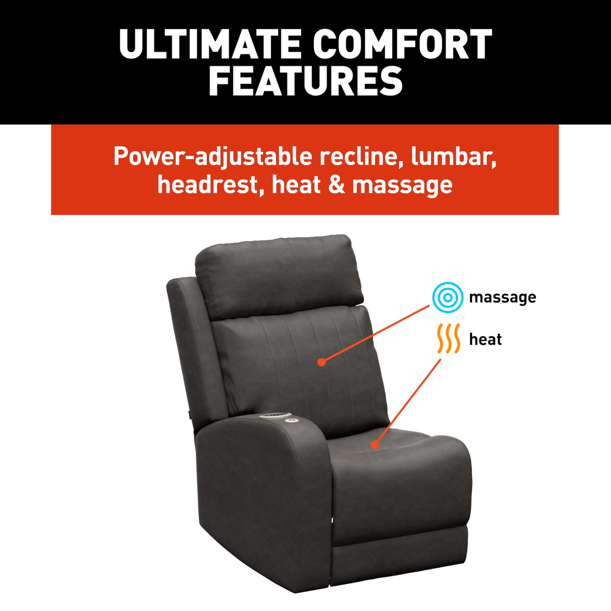 THOMAS PAYNE THOMAS PAYNE Signature Seismic Series McCoy RV Theater Seating Right Arm Recliner with Power - Outdoor Depot