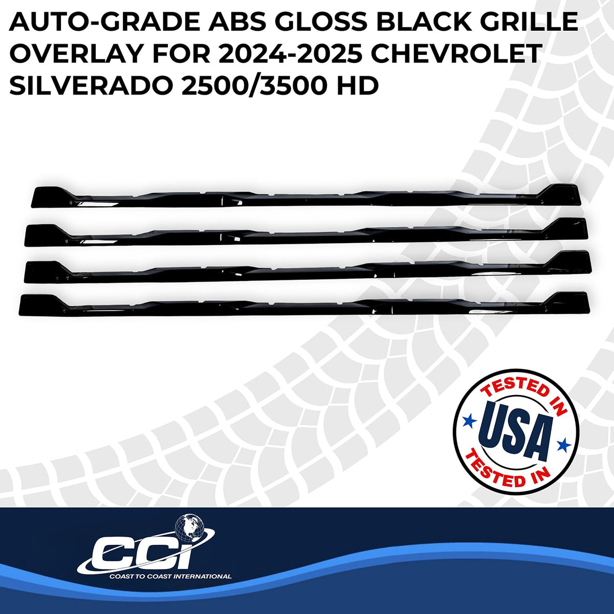 Coast to Coast International CCI Grille Insert GI208BLK, Tape-On Overlay, 4 Piece, Gloss Black, ABS Plastic, - Outdoor Depot