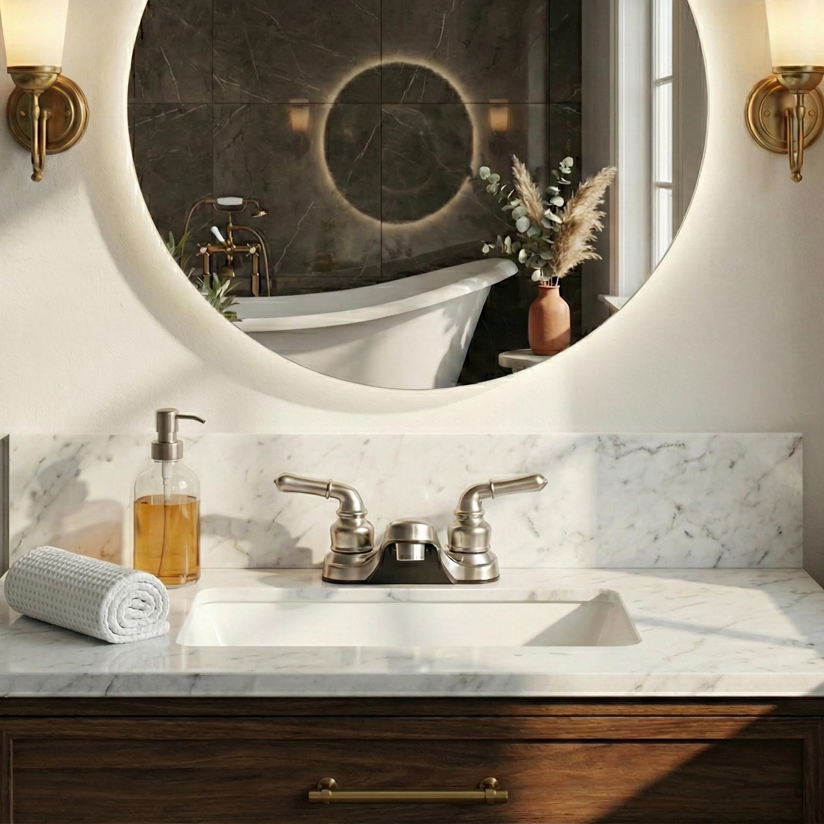 Dura Faucet Dura Faucet DF-PL700C-SN RV 2-Hole Bathroom Faucet with Classic 2-Handles (Brushed Satin Nickel) - Outdoor Depot