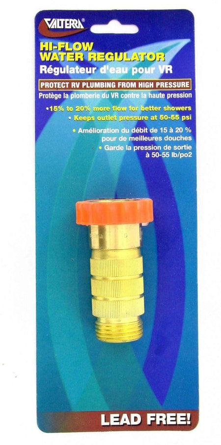 Valterra Valterra RV Hi-Flow Water Regulator, Lead-Free Brass Hi-Flow Water Regulator for Camper, Trailer, - Outdoor Depot
