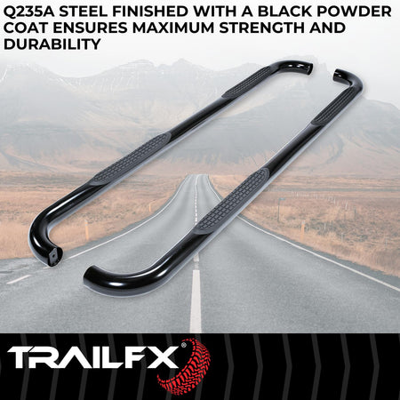 Trailfx TrailFX Nerf Bar Side Steps fits Ram 1500 Quad Cab 2011-2018 Black Powder Coated Steel 3-Inch Round - Outdoor Depot