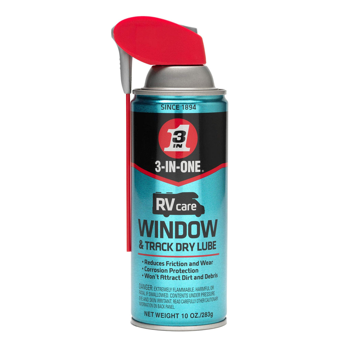 3-IN-ONE 3-IN-ONE RVcare Window & Track Dry Lube with SMART STRAW SPRAYS 2 WAYS, 10 OZ - Outdoor-Depot.us