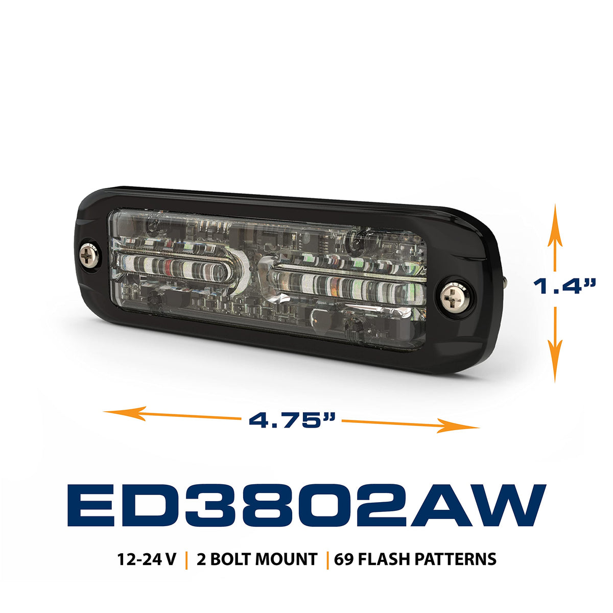 ECCO ECCO LED High-Intensity Amber White LEDs Directional 2 Bolt Mount 0.73 amps 12V 24V Waterproof Warning - Outdoor Depot
