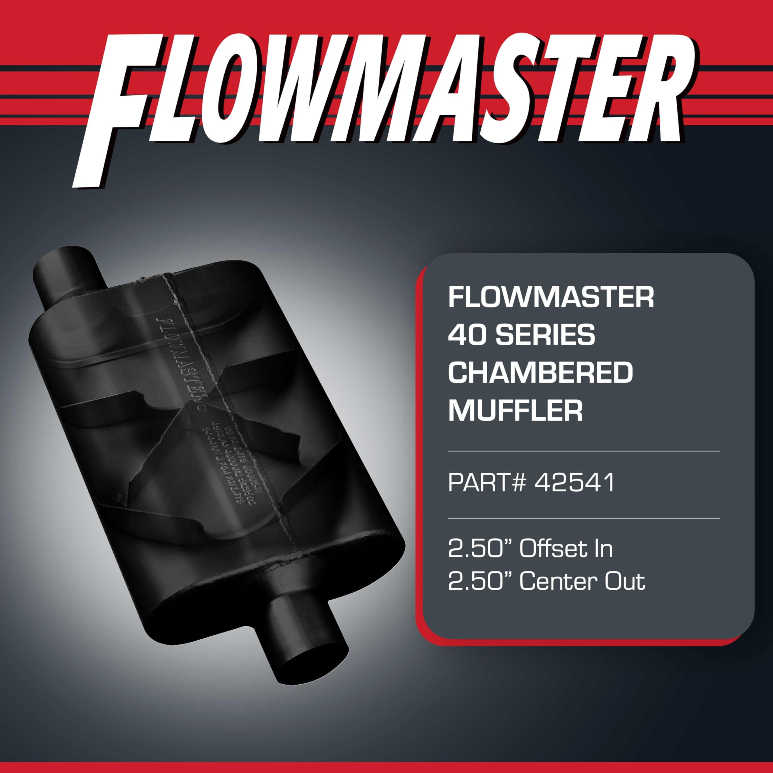 Flowmaster Flowmaster 40 Series Original Chambered Muffler – 2.50” Offset In / 2.50” Center Out – Aggressive - Outdoor Depot