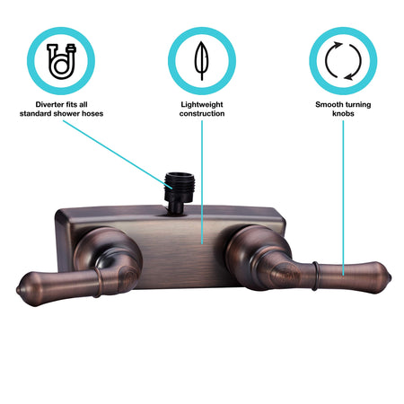 Dura Faucet Dura Faucet (DF-SA100C-ORB) RV/Motorhome Shower Faucet Valve Diverter with Easy Turn Handles - Outdoor Depot